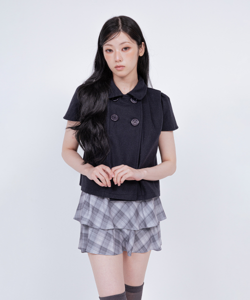 WOOL DOUBLE BUTTON SHORT NAVY