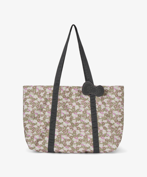 HELLO KITTY PATTERN BIG TOTE BAG [KHAKI]