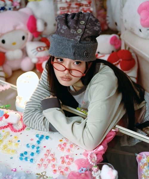 HELLO KITTY NECK WARMER BEANIE [BROWN]