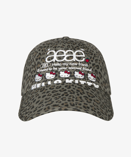 HELLO KITTY WEB LOGO 5 PANNEL CAP [LEOPARD KHAKI]