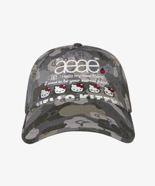 HELLO KITTY WEB LOGO 5 PANNEL CAP [GREY]