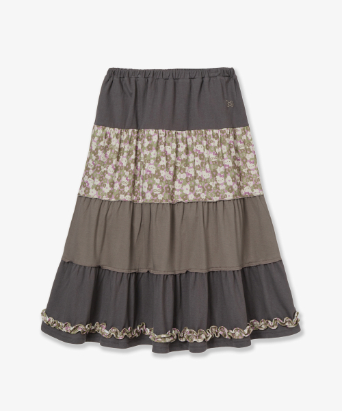 HELLO KITTY TIERED FRILL SKIRT [BROWN]
