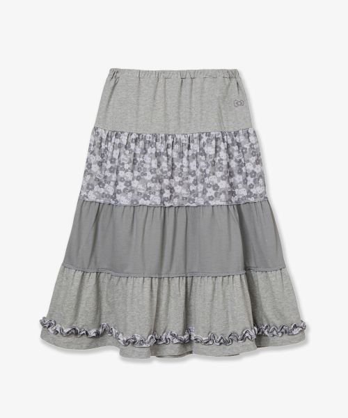 HELLO KITTY TIERED FRILL SKIRT [MELANGE GREY]