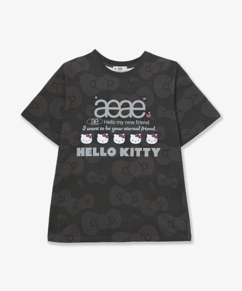 HELLO KITTY WEB LOGO T-SHIRTS [CHARCOAL]