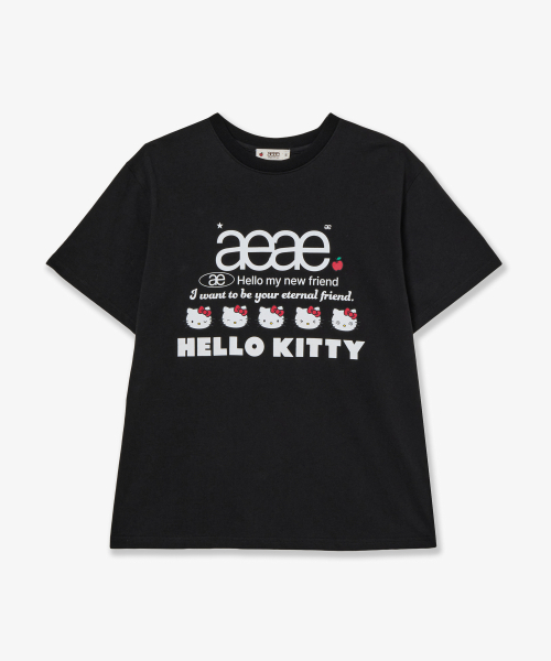 HELLO KITTY WEB LOGO T-SHIRTS [BLACK]