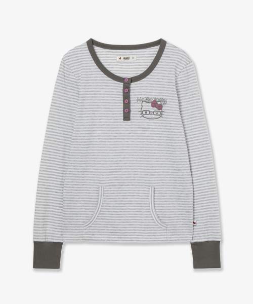 HELLO KITTY STRIPE TEE [GREY]