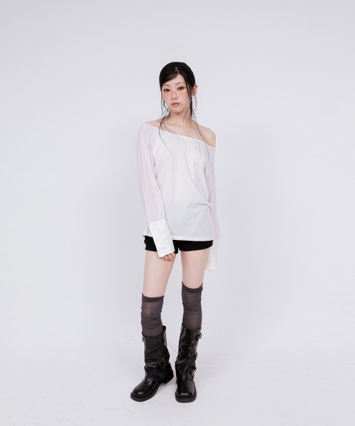 Cuff Point Raglan Top Baby Pink