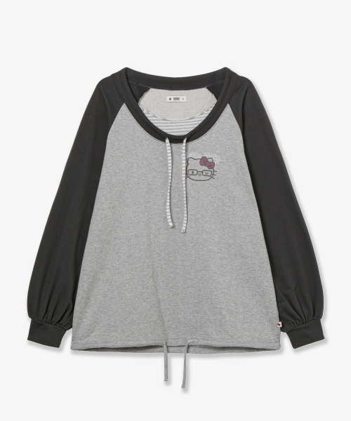 HELLO KITTY DRAWSTRING TOP [GREY]