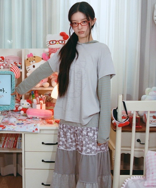 HELLO KITTY LAYERED HOODIE [MINT]