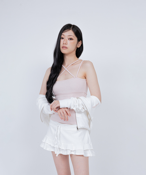 DOUBLE STRAP CROSS TANK PINK