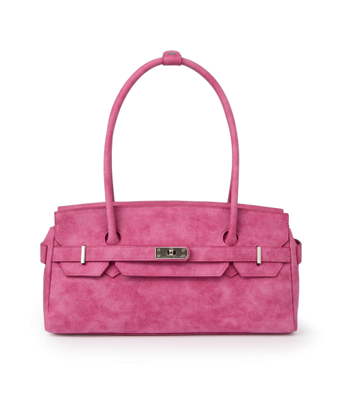 FAUX SUEDE TWO-WAY BAG IN DEEP PINK