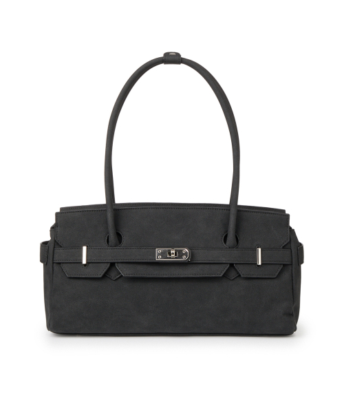FAUX SUEDE TWO-WAY BAG IN BLACK