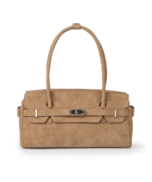 FAUX SUEDE TWO-WAY BAG IN BEIGE