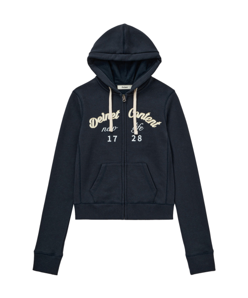 CONTENT SLIM HOOD ZIP - UP IN NAVY