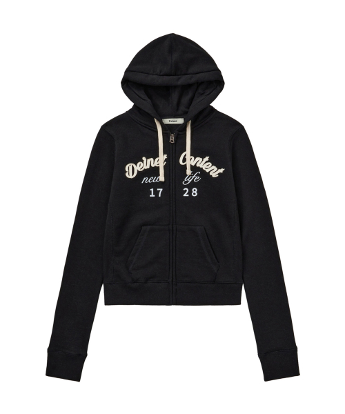 CONTENT SLIM HOOD ZIP - UP IN BLACK