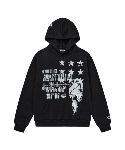 TURN ON YOUR PHONE SPRAY HOODIE IN BLACK