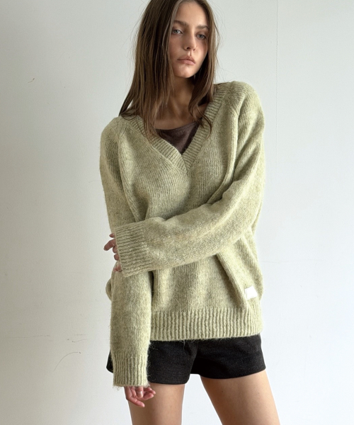 BOCA WOOL V KNIT (LIGHT GREEN)