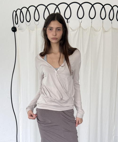BUTTON WRAP T (BEIGE)