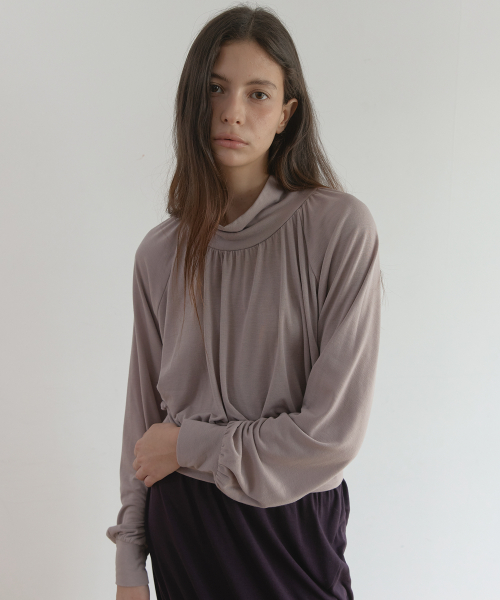 POLA DRAPE BLOUSE T (BEIGE GREY)