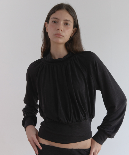 POLA DRAPE BLOUSE T (CHARCOAL)