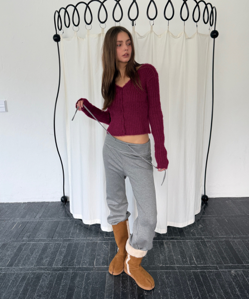 RELAXED WARM BOOTCUT PANTS (MELANGE GREY)