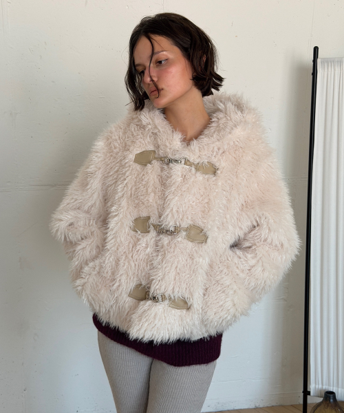 TOGGLE HOODIE FUR JACKET (IVORY)