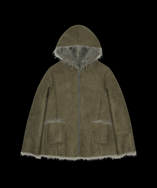 038 REVERSIBLE HOODED MUSTANG JACKET MUD KHAKI