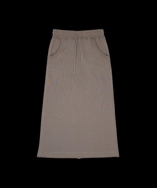 038 RAW EDGE LONG SKIRT ASH BROWN