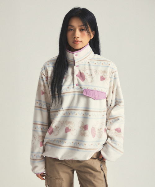 Rilakkuma Fleece Half-Zip (Ivory)_SPFZG4TU04