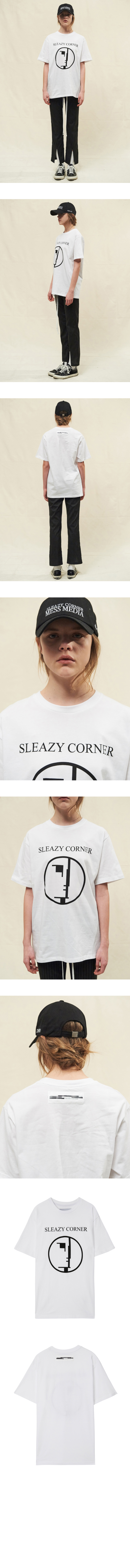슬레지코너(SLEAZY CORNER) LOGO HALF T SHIRT-WHITE
