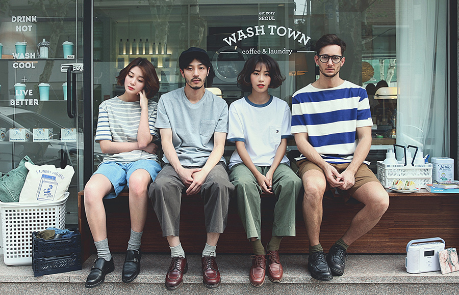 어나더 오피스(ANOTHER OFFICE) 메이트 바스크 티셔츠 (차콜/에크루) - 41,400원 | 무신사 스토어