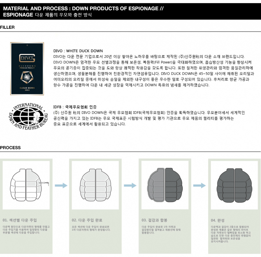 에스피오나지(ESPIONAGE) Elbert Puffer Down Jacket Black Watch