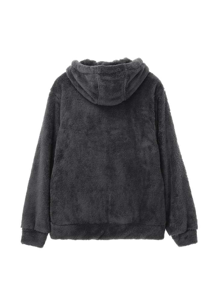 게스(GUESS) 남녀공용 미니삼각 와펜 뽀글이 후드 집업