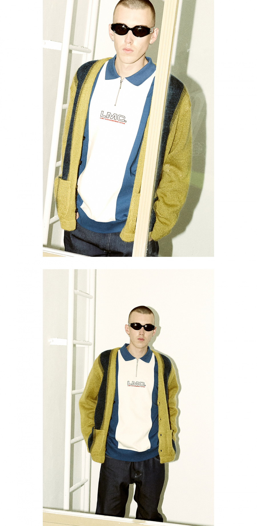 엘엠씨(LMC) LMC COLLAR QUARTER ZIP SWEATSHIRT vtg blue