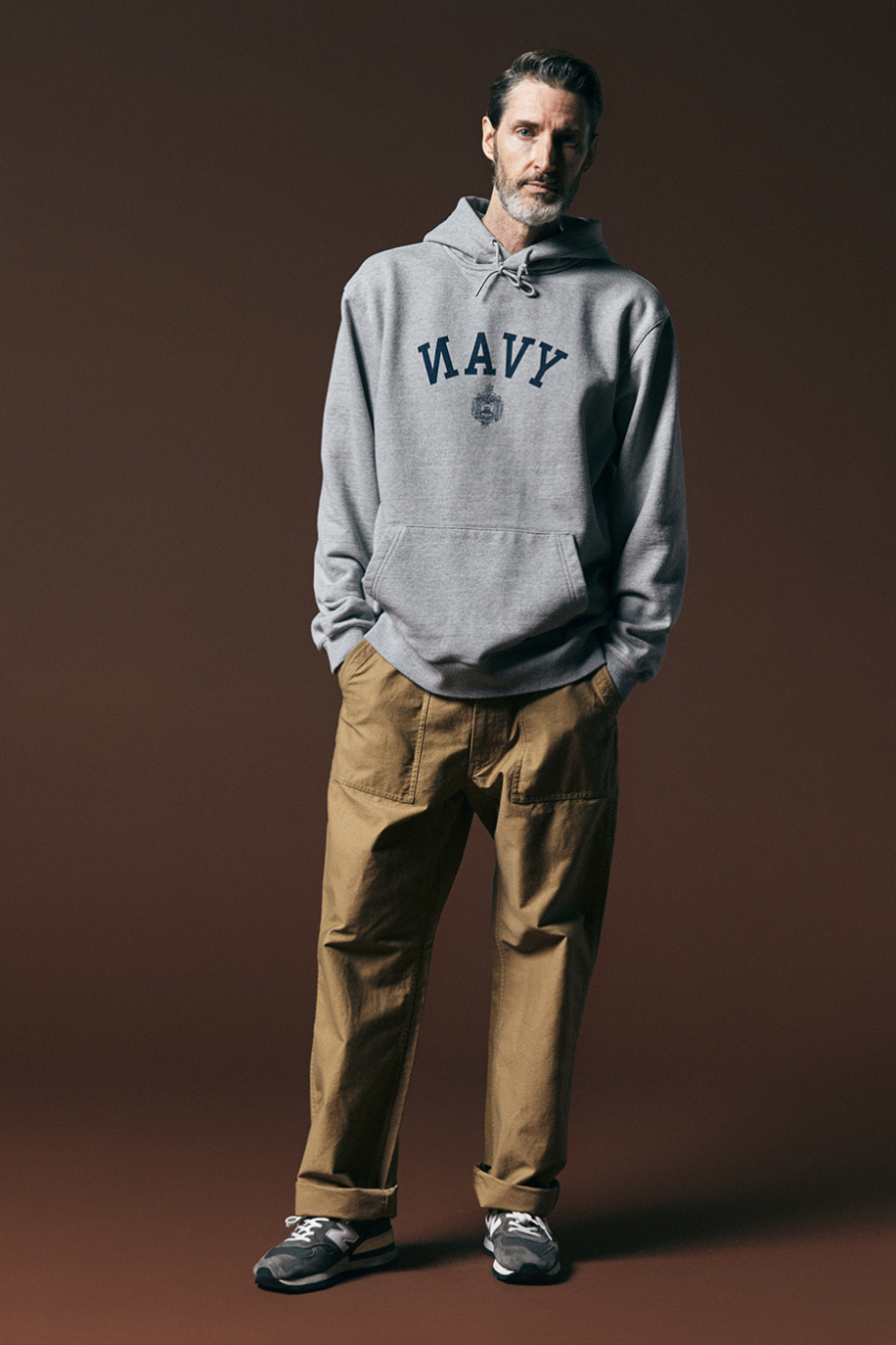 에스피오나지(ESPIONAGE) NAVAL Academy Sweat Hoodie Heather Grey