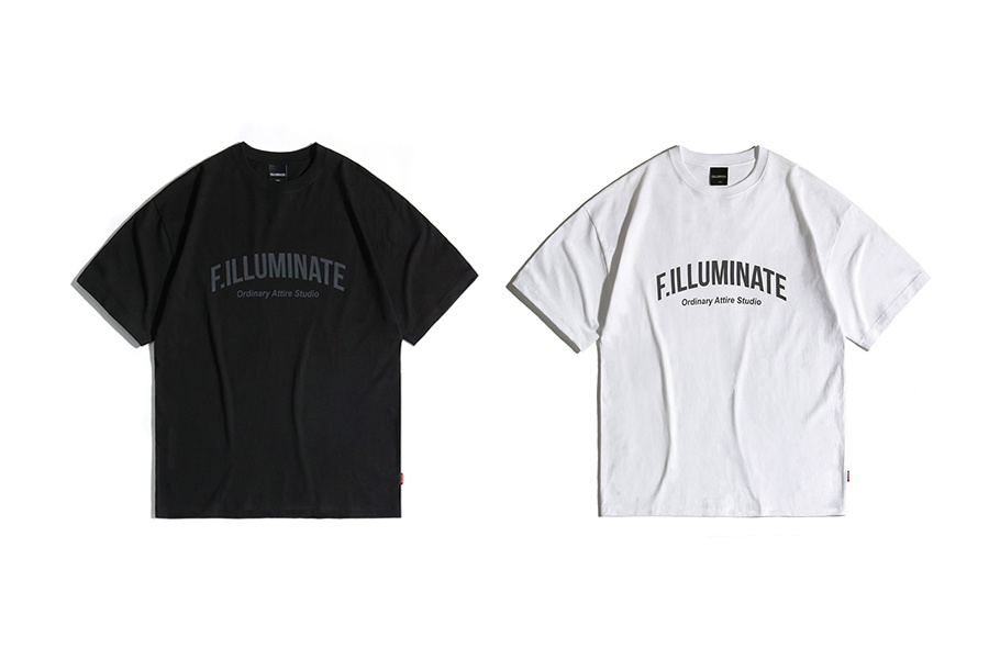 필루미네이트(FILLUMINATE) 유니섹스 오버핏 프리즘 로고 티-화이트