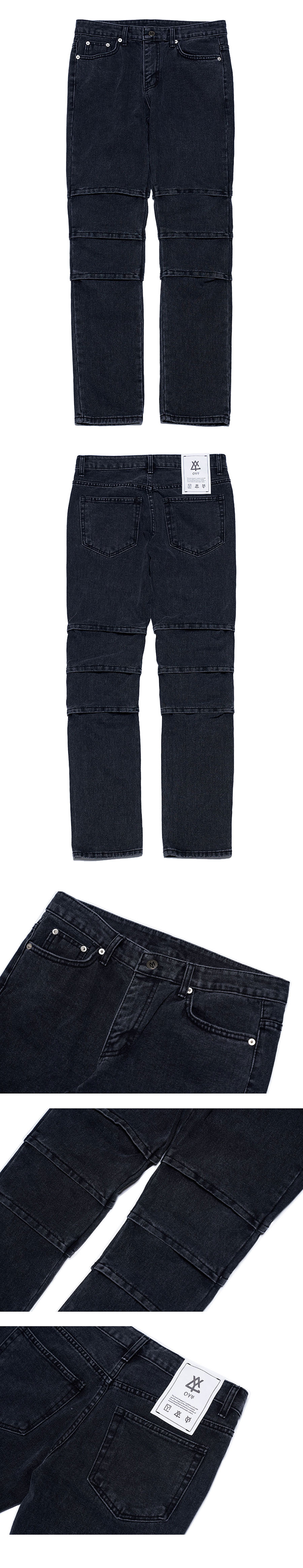 오와이(OY) LAYERD DENIM JEANS - BLACK