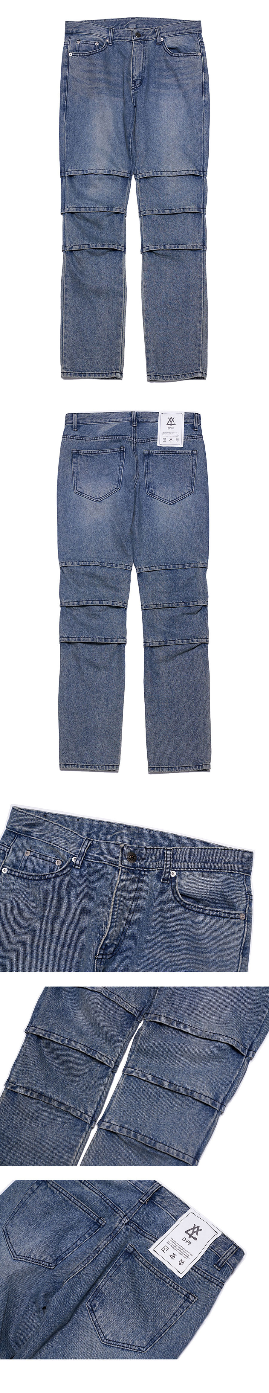 오와이(OY) LAYERD DENIM JEANS - BLUE
