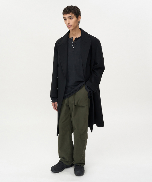 Cashmere Double Long Coat BLACK