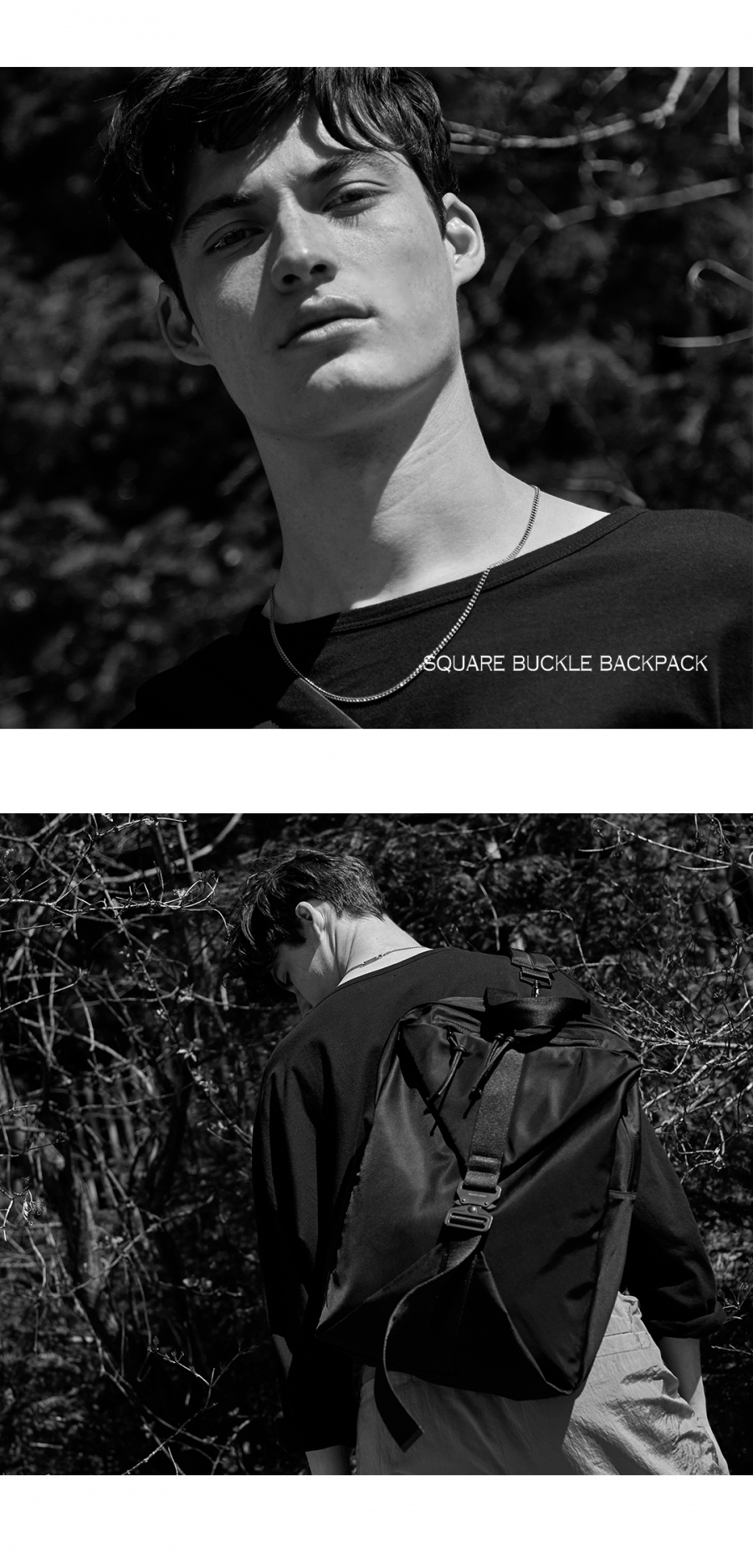 메종미네드(MAISON MINED) SQUARE BUCKLE BACKPACK (2 COL)