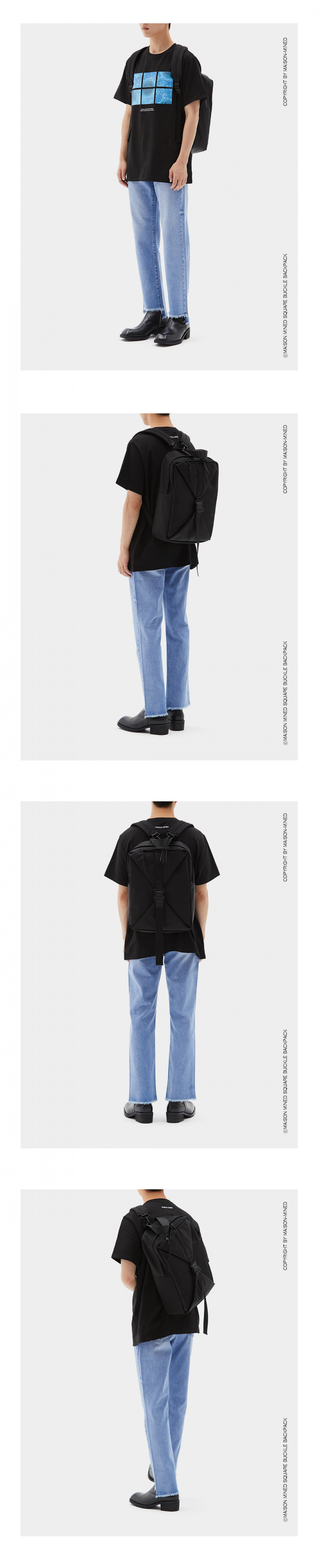 메종미네드(MAISON MINED) SQUARE BUCKLE BACKPACK (2 COL)