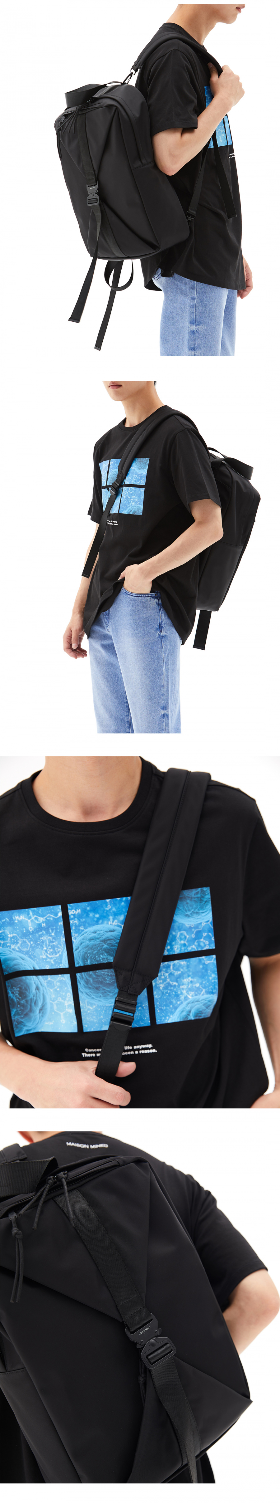 메종미네드(MAISON MINED) SQUARE BUCKLE BACKPACK (2 COL)