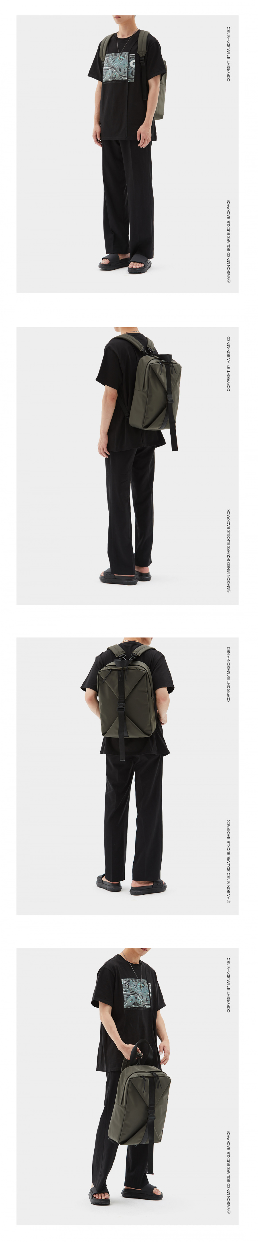 메종미네드(MAISON MINED) SQUARE BUCKLE BACKPACK (2 COL)