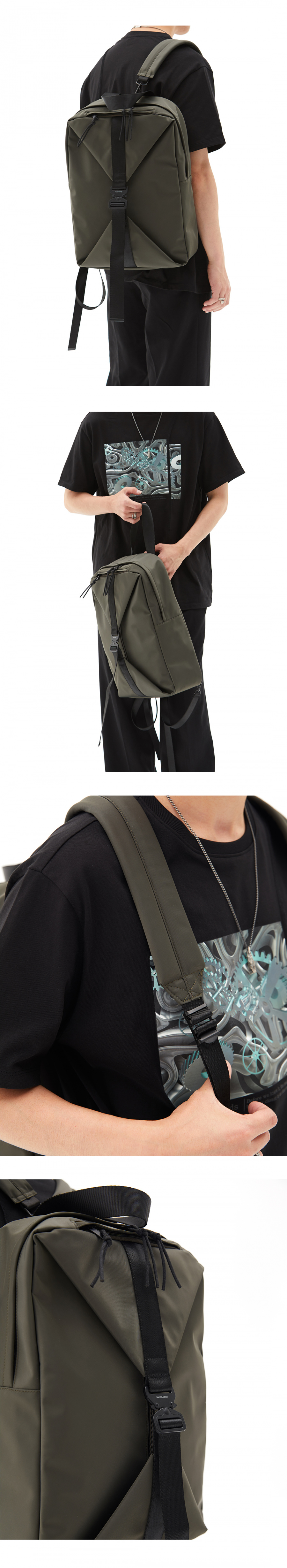 메종미네드(MAISON MINED) SQUARE BUCKLE BACKPACK (2 COL)