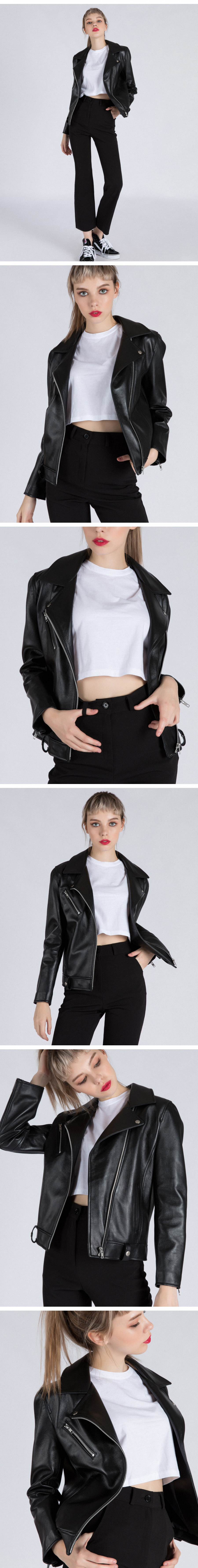 스텔라비(STELLA BE) WOMENs REAL LAMBSKIN RIDERs JACKET (BLACK)