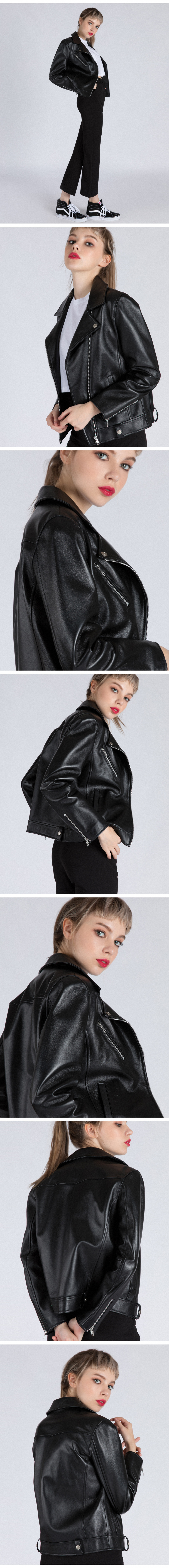 스텔라비(STELLA BE) WOMENs REAL LAMBSKIN RIDERs JACKET (BLACK)