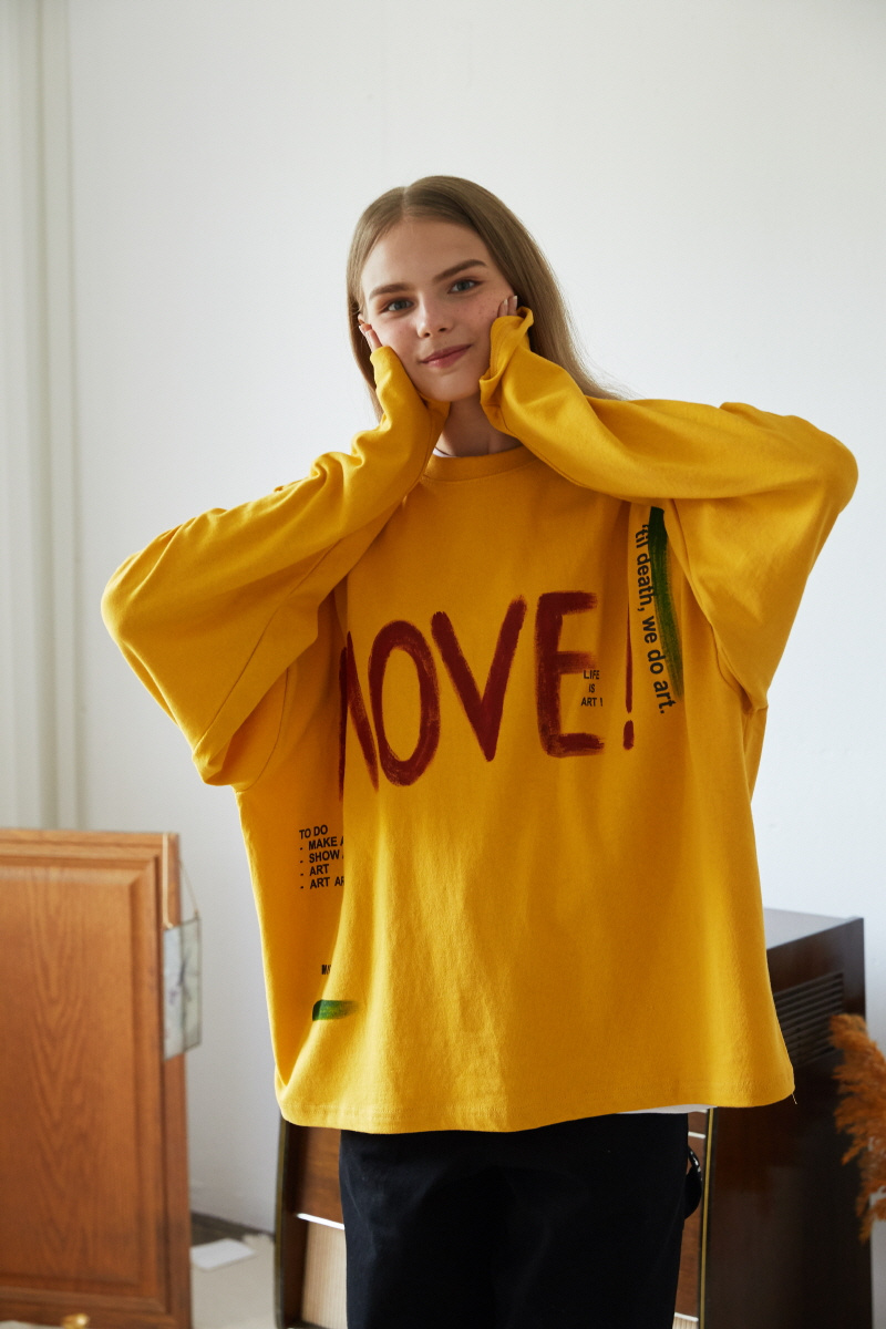 미드나잇 무브(MIDNIGHT MOVE) [unisex] slogan T (mustard) - 38,400 | 무신사