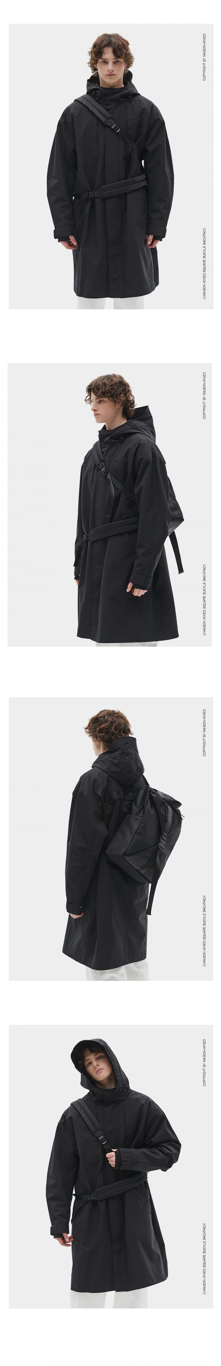 메종미네드(MAISON MINED) SQUARE BUCKLE BACKPACK (2 COL)