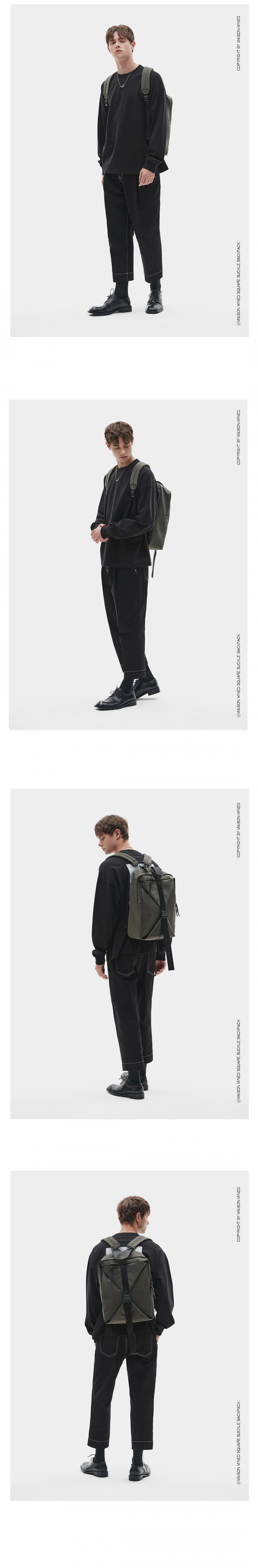 메종미네드(MAISON MINED) SQUARE BUCKLE BACKPACK (2 COL)