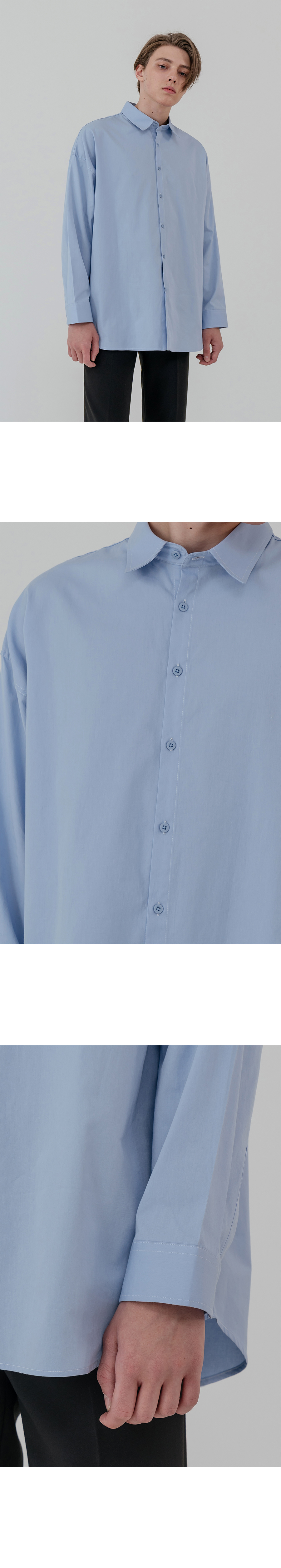 씨오큐(COQ) Overfit minimal color shirt_sky blue